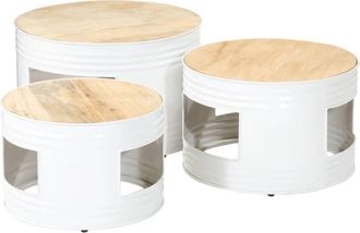 vidaXL Vidaxl - Bar Tables Drum Shape 3 pcs Solid Rough Wood Mango
