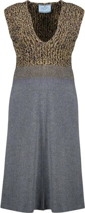 Prada Midi Jurken - Dames - Casual kleedjes - Grijs - S - Wol - Kleedjes