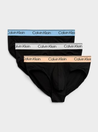 Calvin Klein Mens Contrast-waist stretch briefs Recycled polyester 3-pack