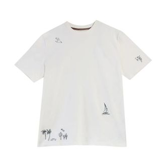 Paul Smith T-Shirts, male, Beige, Size: XL T-Shirt Ricamo Reverie