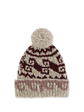 Moncler L20983B00003N1208 Wool-Alpaca Jacquard Beanie - Beige