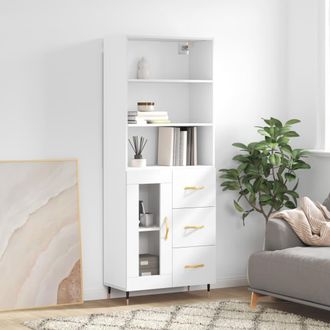 vidaXL Vidaxl - Aparador Alto Madera Contrachapada Blanco 69,5x34x180 Cm