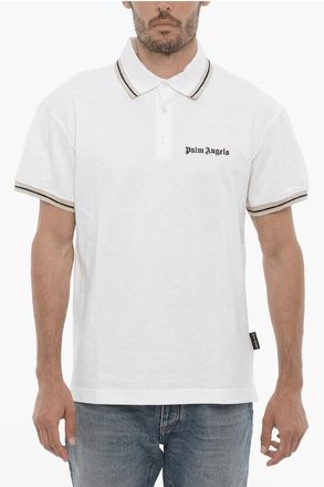 Palm Angels 3-knopen piqué katoenen poloshirt in wit