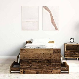 Berkfield Home Full Bed Frame without Mattress Old Wood 100x200cm Engineered Wood in Brown | Size: 100x200 cm