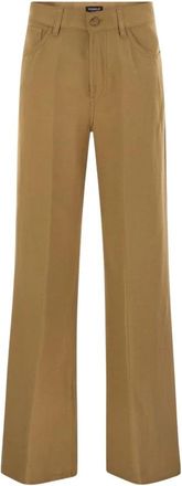 Dondup Amber Wide-leg Broek - Dames - Wijde Broeken - Bruin - W26 - Linnen - Broeken