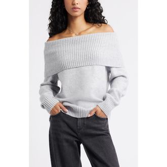 BP. Off the Shoulder Sweater in Grey Soft Heather at Nordstrom Rack, Size Xx-Small