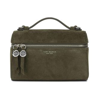 Tory Burch Tassen, Dames, Groen, ONE Size, Su&egrave;de, Suede Vanity Case Bag
