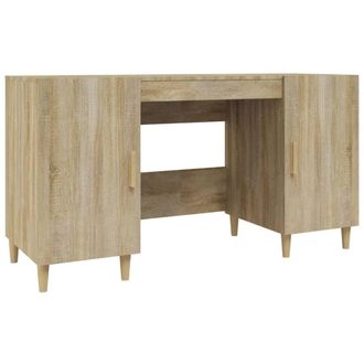 Berkfield Home Desk Sonoma Oak 140x50x75 cm Engineered Wood in Light Oak | Size: 140 x 50 x 75 cm
