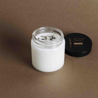 The Munio Mini vela de Lavanda en Vidrio Votivo con tapa negra-100ml