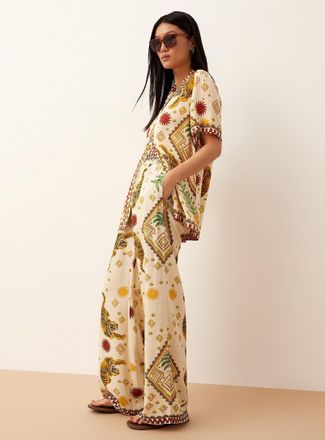 Kuwalla Womens Exotic print wide-leg pant