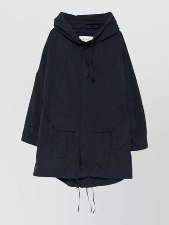 Dries Van Noten long hooded coat relaxed fit drawstring hem