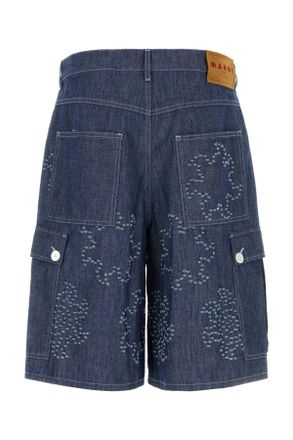 Marni Mens Denim Bermuda Shorts Orion Blue Exterior: Cotton