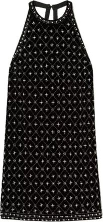 Twinset Short Dresses, female, Black, Size: M Hand-embroidered Velvet Dress