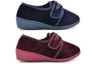 Generic Womens Wide Fit Slippers Ladies Wedge Heel Slippers Size 6 Womens Wide Slipper Size 7 Memory Foam Slipper Touch Fastening Padded Insole Sizes 3-8 Navy