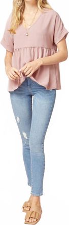 Entro Textured Babydoll Top In Rosewood