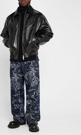 Off-white Mens Scorpio Lea Leather Varsity Jacket