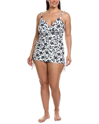 Nicole Miller 2Pc Tankini & Ruched Swim Skirt Set