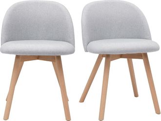 Miliboo Miliboo - Set De 2 Sillas N&oacute;rdicas De Tela Gris Clara Y Haya Maciza Celeste
