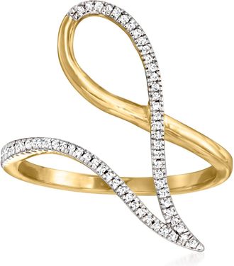 Canaria Canaria Diamond-Accented Open-Space Geometric Ring in 10kt Yellow Gold