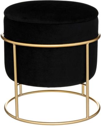 Atmosphera Atmosphera - Puff De Almacenamiento Eliane - Terciopelo Y Metal - Negro Cr&eacute;ateur DInt&eacute;rieur