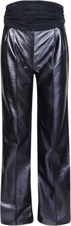 LaQuan Smith panelled high-shine trousers - women - Fabric - M - Blue