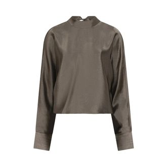 Dante6 Lorelle satijnen top met strik - Dames - Blouses & Shirts - Bruin - Maat: M Satijn