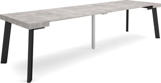 Skraut Home Mesa Consola Extensible, Mesa Comedor Plegable, 300, Para 14 Comensales, Patas De Madera, Estilo Moderno, Gris Cemento - Skraut Home