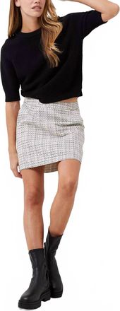 French Connection Effie Boucle Pocket Skirt In Classic Creamblack