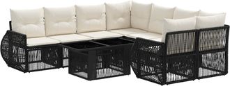 vidaXL Conjunto De Sof&aacute;s De Jard&iacute;n 9 Uds. Negro Y Blanco Crema Vidaxl