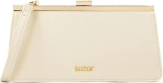 Kazar Tassen, Dames, Beige, ONE Size, Leer, Elegante handtas met metalen frame
