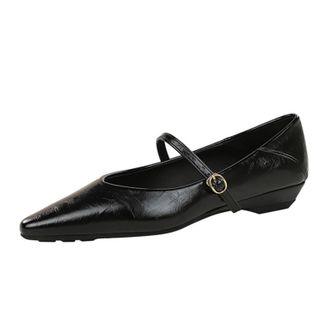 Generic Womens Pump Slip-on Wedge Heel Casual Shoes Buckle Effortlessly Pairs with Trousers, Skirts or Professional Attire-Numeric_3_Point_5 Black