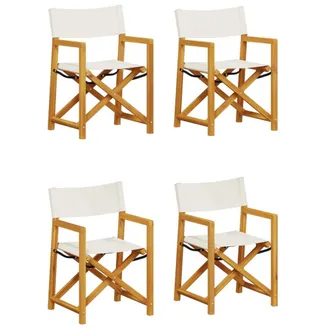 vidaXL Sillas De Jard&iacute;n Plegables 4 Unidades Tela Blanco Crema Vidaxl
