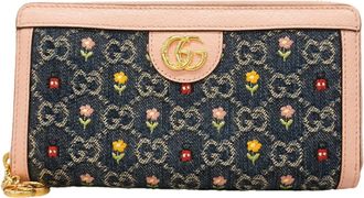 Gucci Blue Pink Denim Long Wallet (Bi-Fold) (Pre-Owned)