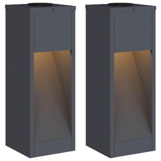 vidaXL Luz De Sendero Led Solar 2 Pcs Antracita Acero Laminado En Fr&iacute;o Vidaxl