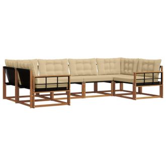 vidaXL Conjunto De Sof&aacute;s De Exterior Con Coj&iacute;n 6 Pcs Natural Y Beige Vidaxl