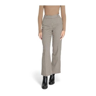 Only Only, Broeken, Dames, Beige, XL L32, Polyester, Houndstooth Hoge Taille Broek