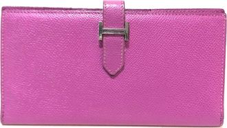 Hermès Bearn Cyclamen Purple Epsom Leather Long Wallet (Bi-Fold) (Pre-Owned)