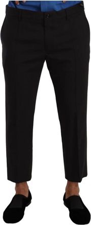 Dolce & Gabbana Cropped Broeken - Heren - Vrijetijds broeken - Zwart - XL - Wol - Broeken