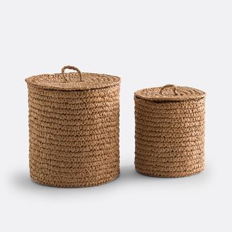 La Redoute Interieurs Set van 2 manden in gevlochten papier, Kiera