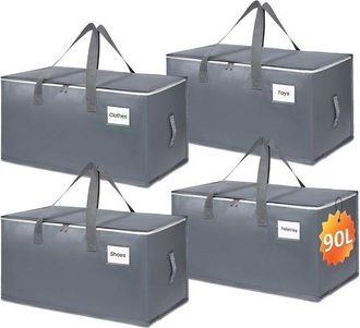 No Brand Bolsa De Almacenamiento Grande - Juego De Bolsas De Transporte - Para Mudanzas - Impermeable Y Resistente A Desgarros - 90 Litros (cuatro Unidades) - 