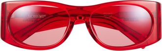 Jacquemus The Pilota Sunglasses in Cherry/Silver/Cherry at Nordstrom
