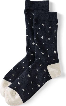 Lands End 1-Pack Novelty Crew Socks in Deep Sea/ivory Heather Stars at Nordstrom