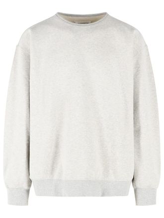 Maison Margiela Relaxed Ecru Cotton Sweatshirt with Distinctive Patch Detail