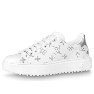 Louis Vuitton (WMNS) LOUIS VUITTON Time Out Sneakers White with Silver Monogram 1A8TAI