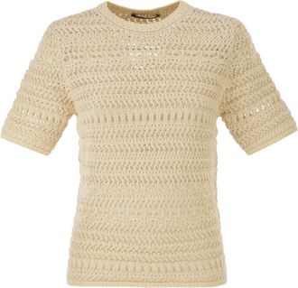 Fabiana Filippi Kurz&auml;rmliger Pullover von Fabiana Filippi mit ausgefallenem H&auml;kelstich und Pailletten