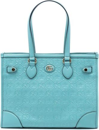 Gucci Pre-owned Tote Bags, female, Blue, Size: ONE SIZE Pre-owned Leather Tote Bag
