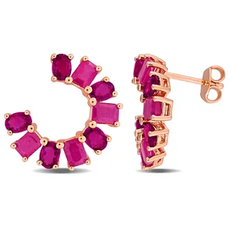 Mimi & Max Multi-Gem Curved Stud Earrings Sterling Silver