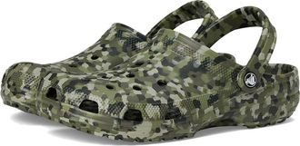 Crocs Classic Graphic Clogs Clog Shoes Army Green/Multi : Mens 11 - Womens 13 Medium, EVA