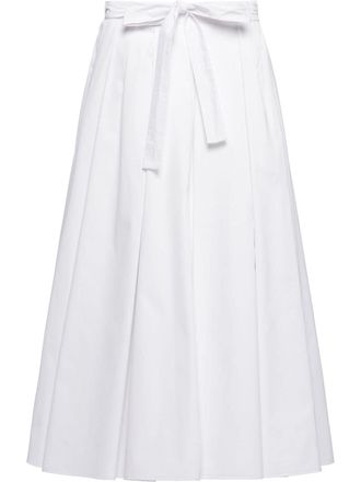 Prada pleated poplin midi skirt - White