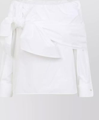 Max Mara cotton shoulderless knotted long-sleeve blouse